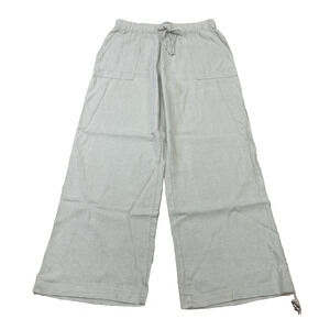 GAP Linen Blend Pull On Wide Leg Pants Tan Womens Medium Coastal Beachy Resort